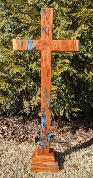 Large Cedar Cross with epoxy inlay